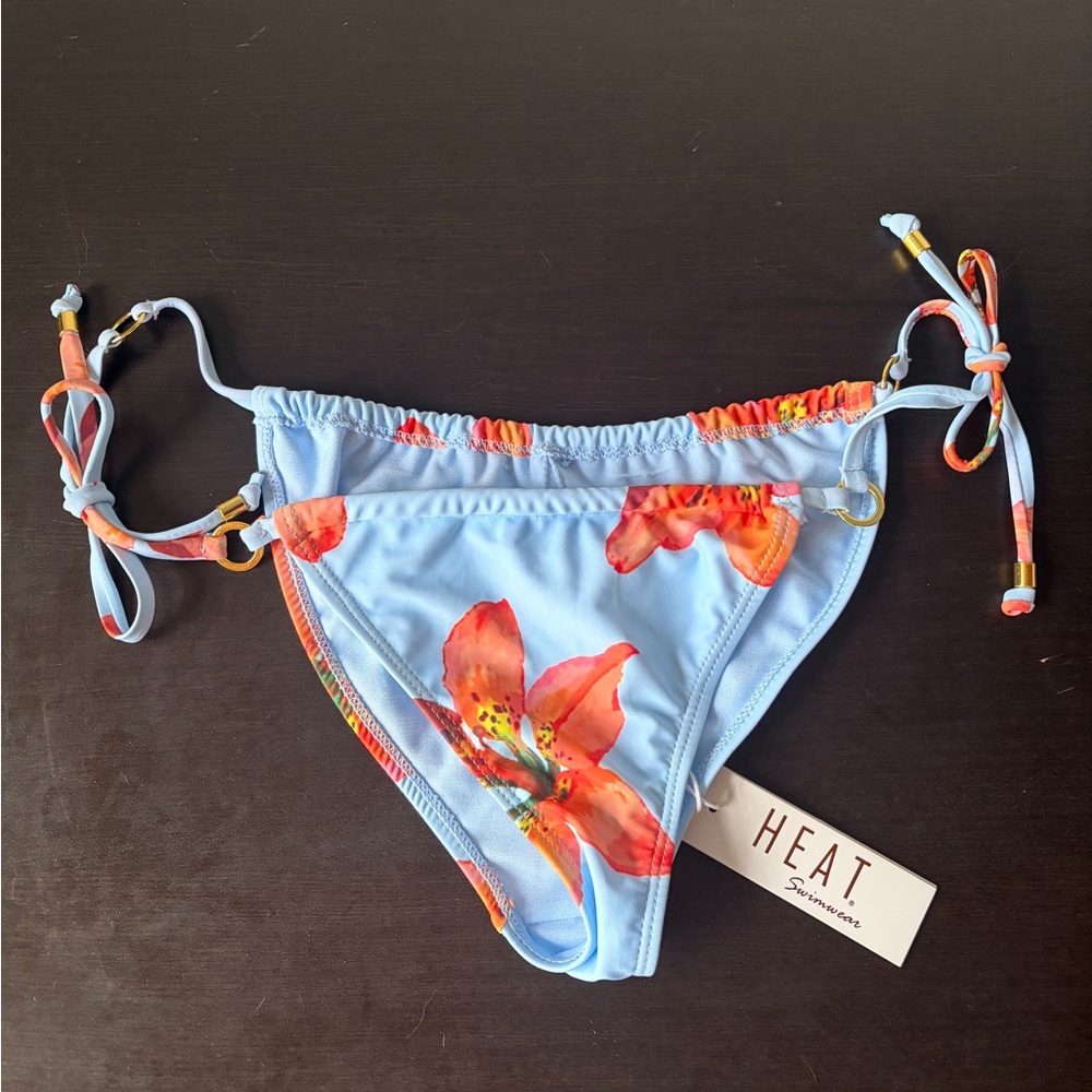 HEAT Swimwear Light Blue Floral Tie-Side Bikini Bottoms
